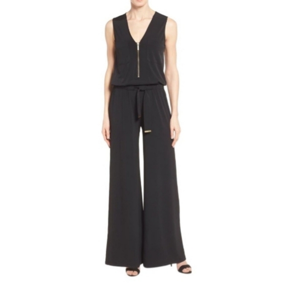 MICHAEL Michael Kors Pants - Michael Kors Zip Front Wide-Leg Jumpsuit Romper